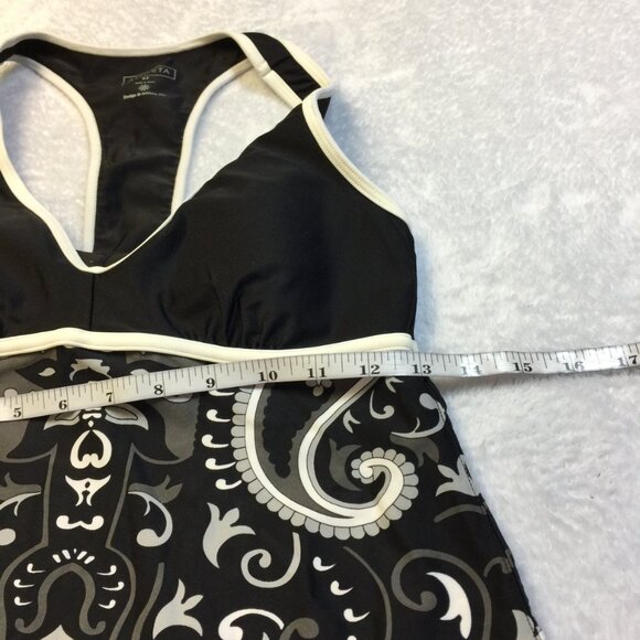Athleta Athletic Dress Size ST Womans Tall Black Paisley Racer Back Built In Bra - Picture 9 of 16